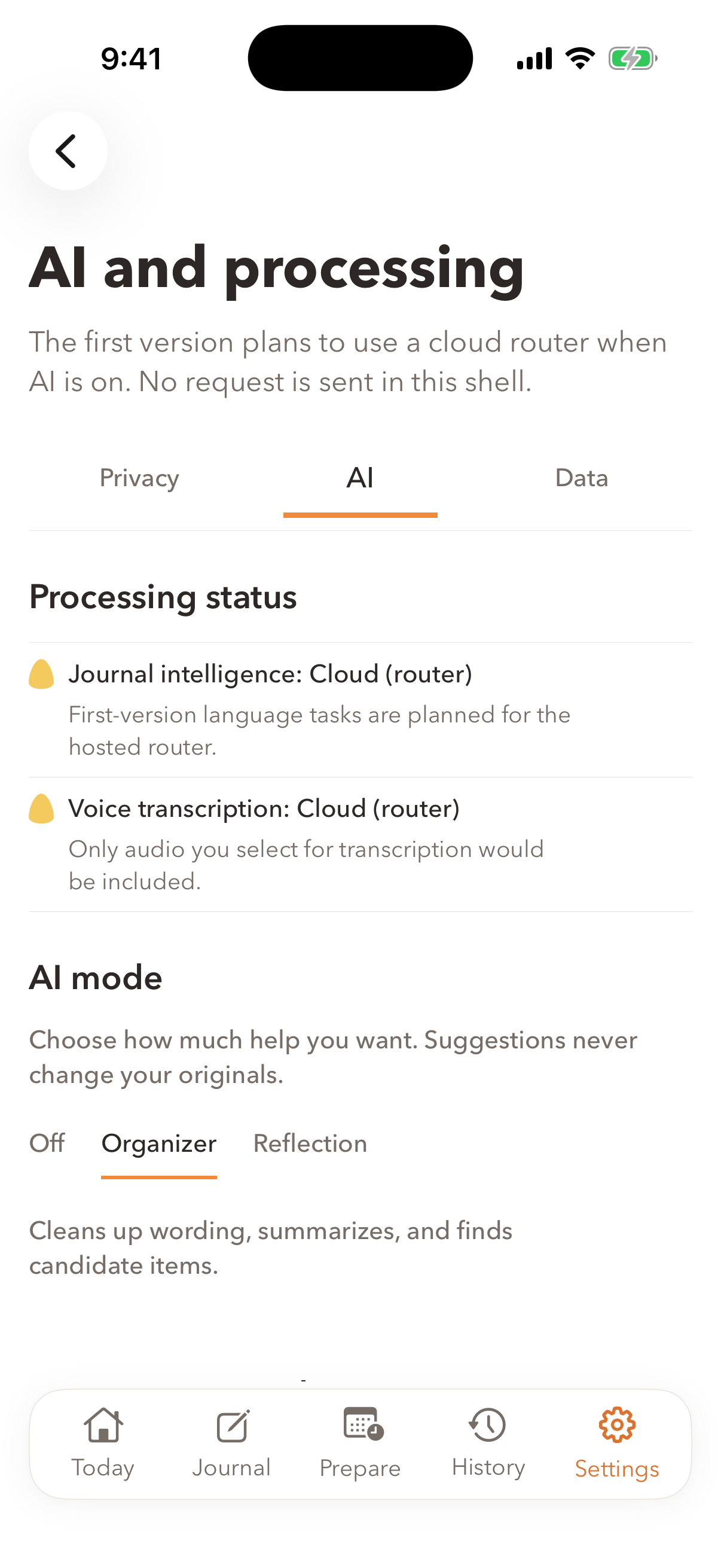 iOS Settings ai