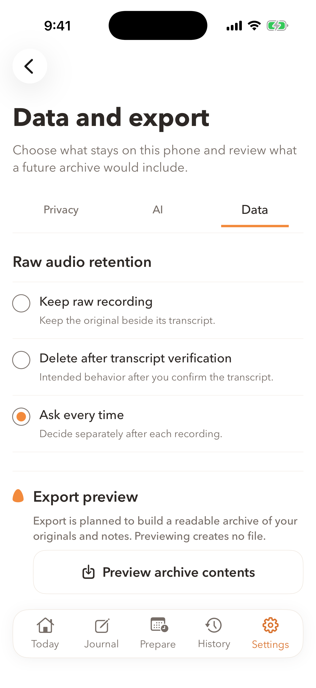iOS Settings data