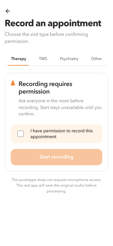 Prototype Record appointment